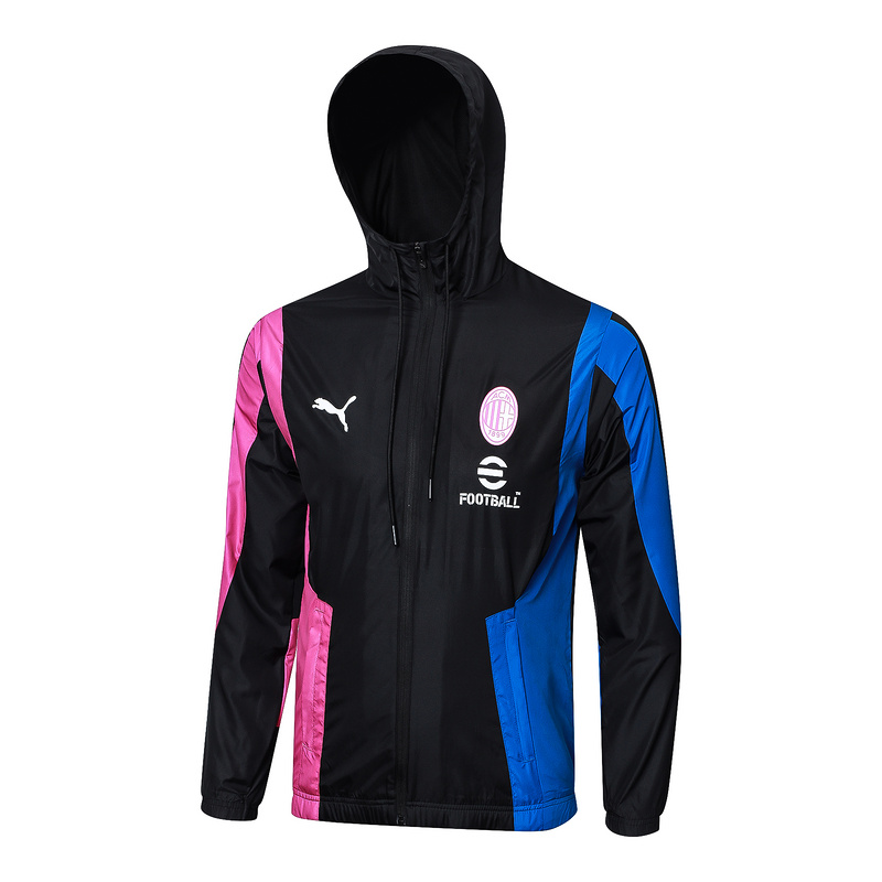 AAA Quality AC Milan 24/25 Wind Coat - Black/Pink/Blue